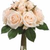 Artificial Florals & Plants * | 11.5 Rose Bouquet Peach Cream Box Of 6