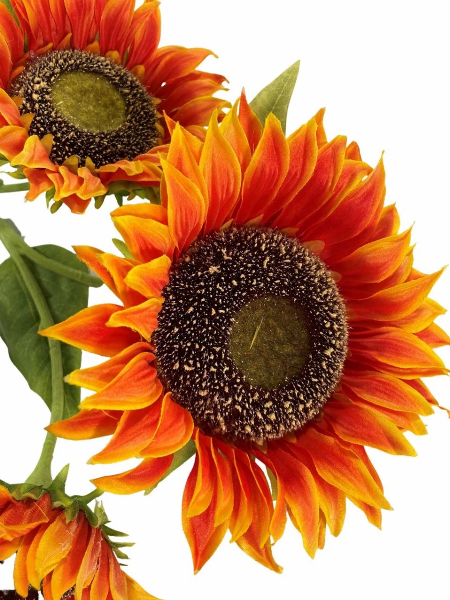 Artificial Florals & Plants * | Sunflower Stem X 3 Orange 36 Set Of 3