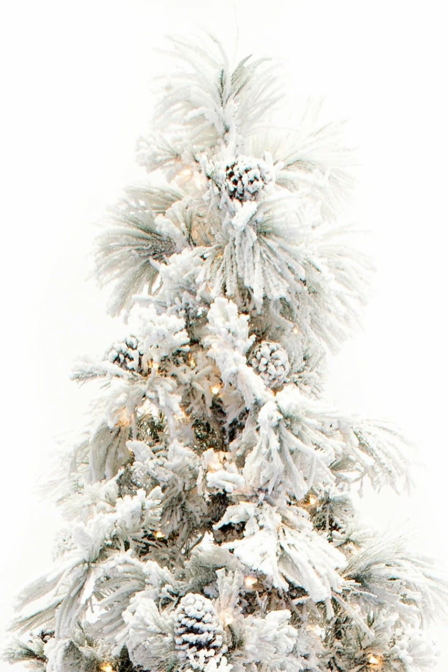 Seasonal * | 9 Flocked Pine Long Needle Prelit Artificial Christmas Tree