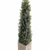 Artificial Florals & Plants * | Topiary Flocked Boxwood Cone In Square Wood Planter 34