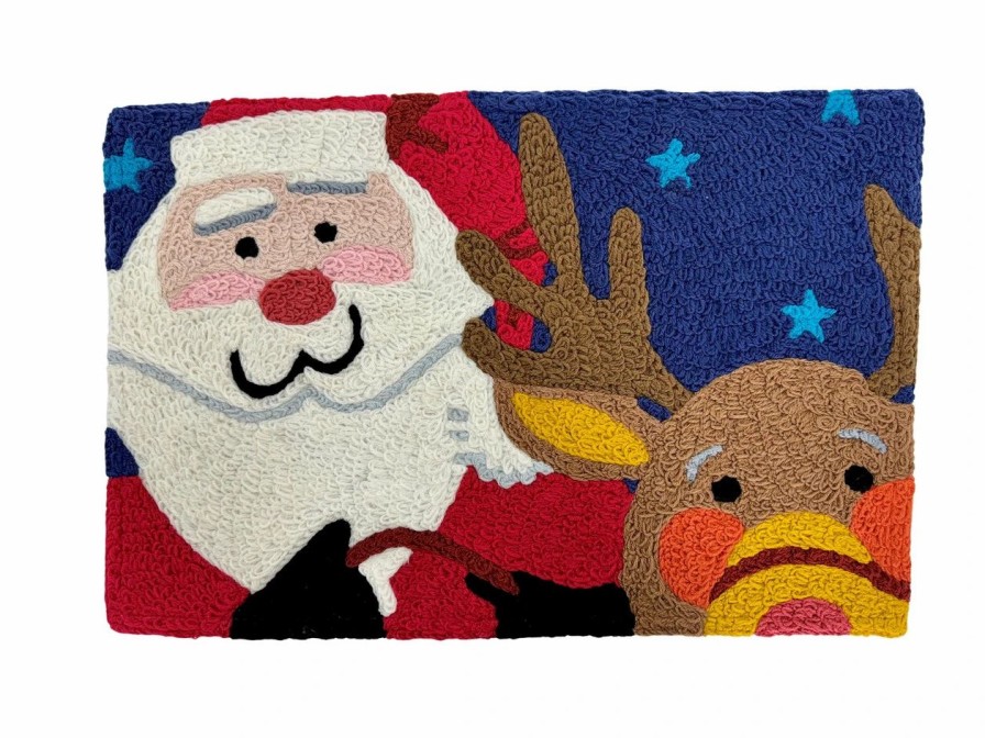 Doormats * | Jellybean Rug Santa And Rudolph Doormat