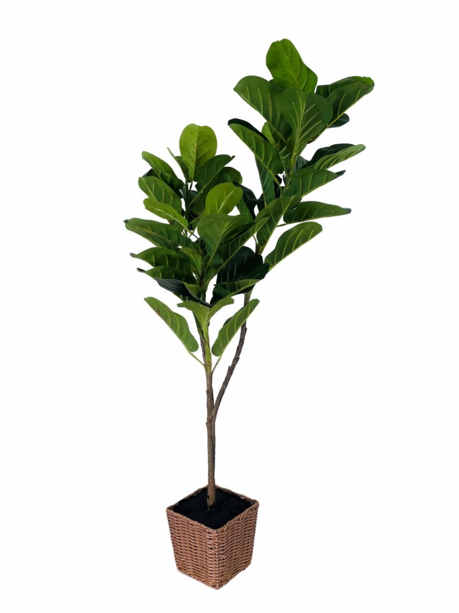 Artificial Florals & Plants * | Potted Artificial Fiddle Leaf Tree 4Ft