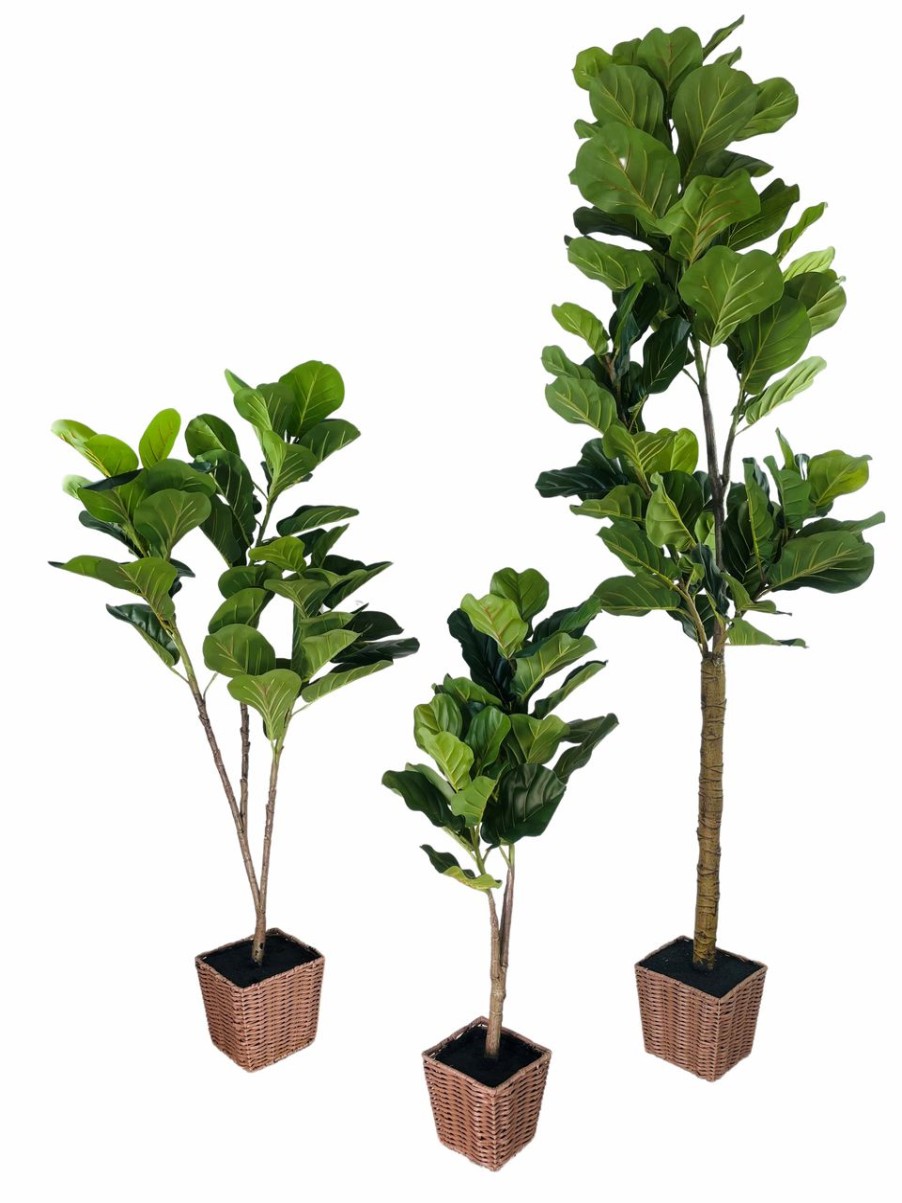 Artificial Florals & Plants * | Potted Artificial Fiddle Leaf Tree 4Ft