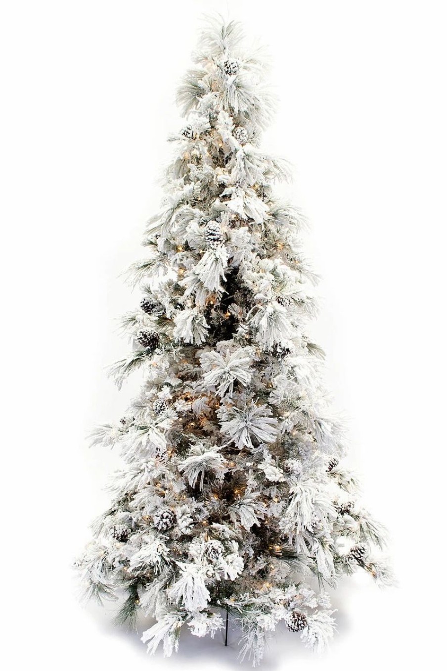 Seasonal * | 7.5 Flocked Pine Long Needle Prelit Artificial Christmas Tree