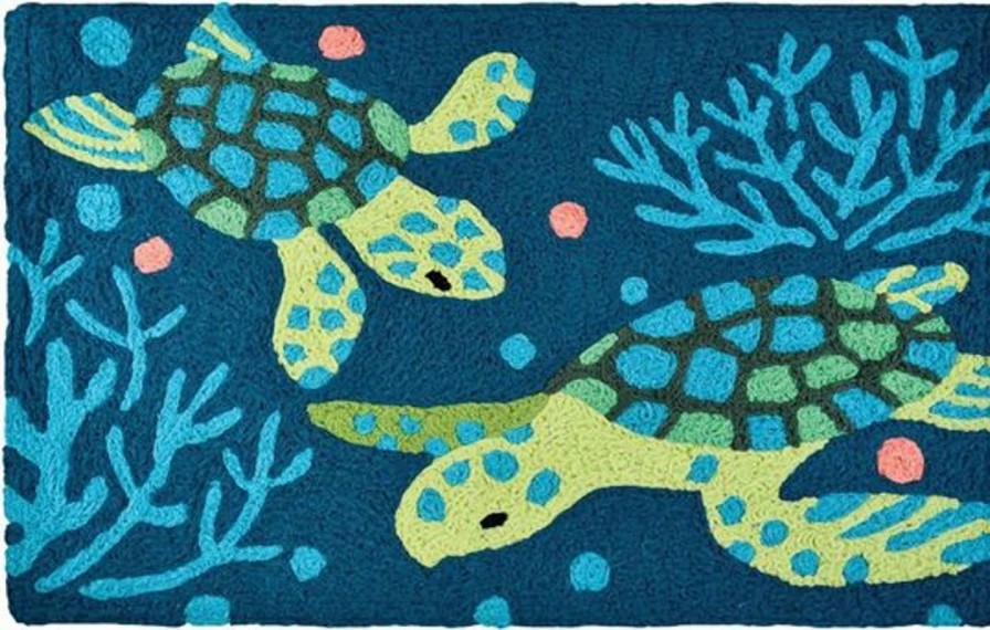 Doormats * | Jellybean Rug Deep Blue Sea Turtles