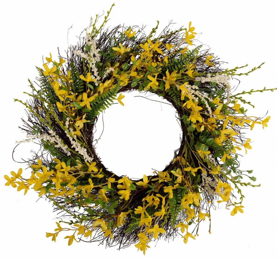 Artificial Florals & Plants * | Arty 24 Forsythia Wreath On Natural Twig Base