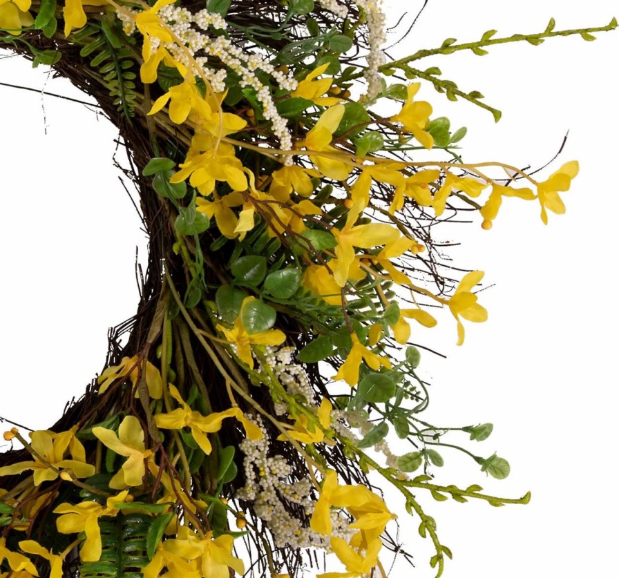 Artificial Florals & Plants * | Arty 24 Forsythia Wreath On Natural Twig Base