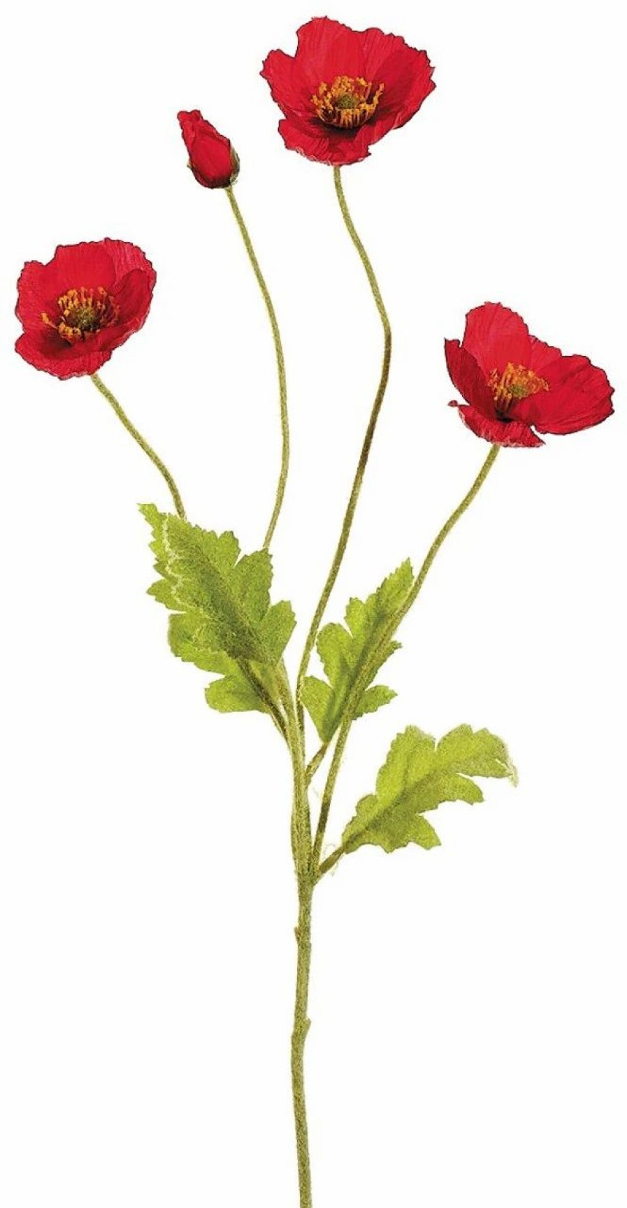 Artificial Florals & Plants * | 23.6 Poppy Spray Red Box Of 12