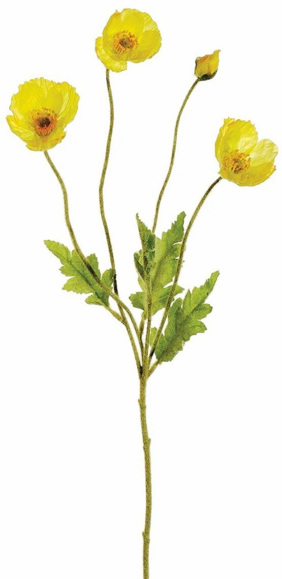 Artificial Florals & Plants * | 23.6 Poppy Spray Yellow Box Of 12