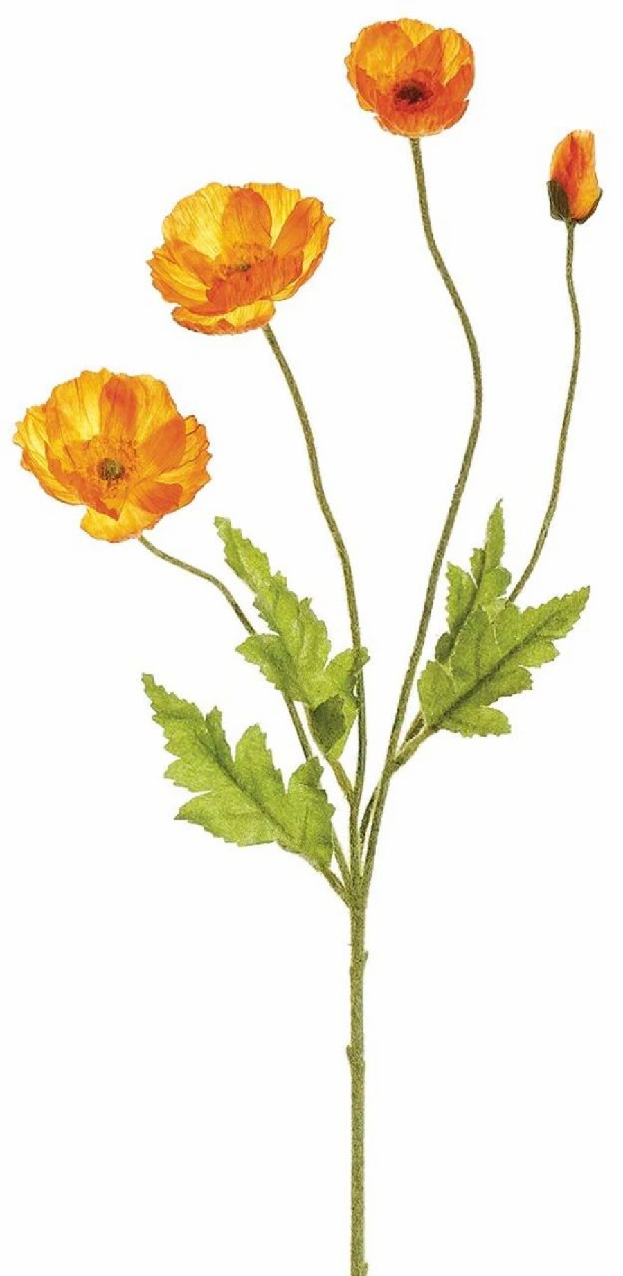 Artificial Florals & Plants * | 23.6 Poppy Spray Orange Box Of 12