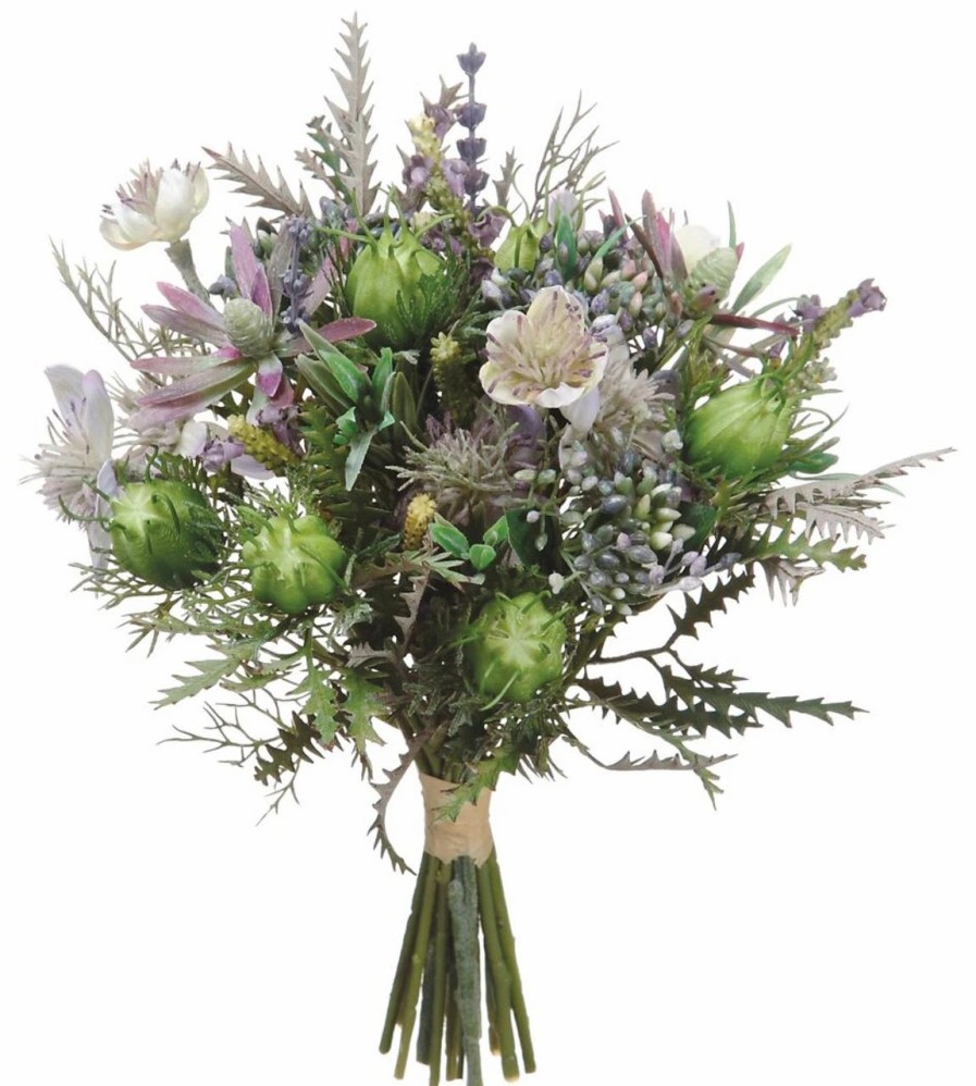 Artificial Florals & Plants * | 11.5 Nigella/Protea Pod Bouquet Purple Lavender Box Of 6