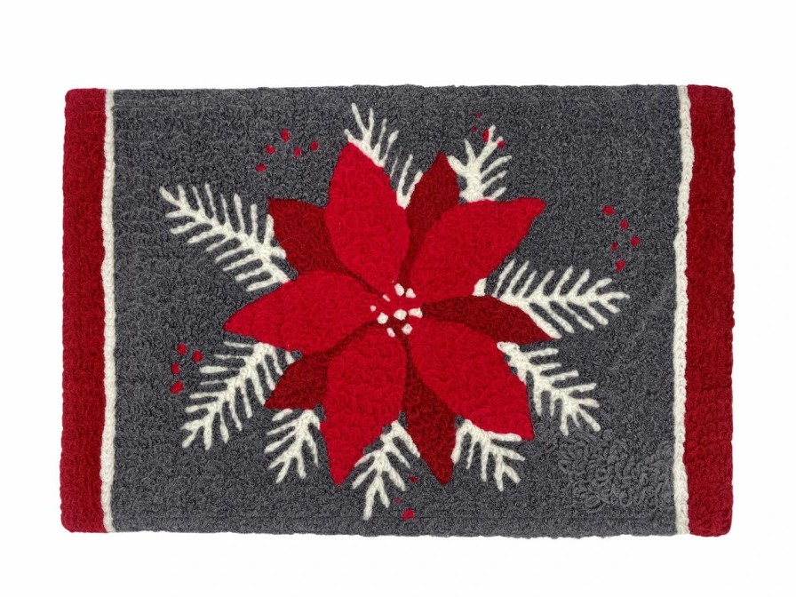 Doormats * | Jellybean Rug Poinsettias On Gray