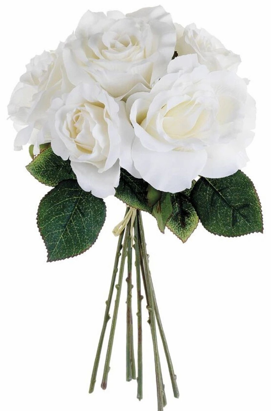 Artificial Florals & Plants * | 11 Rose Bouquet White Box Of 12