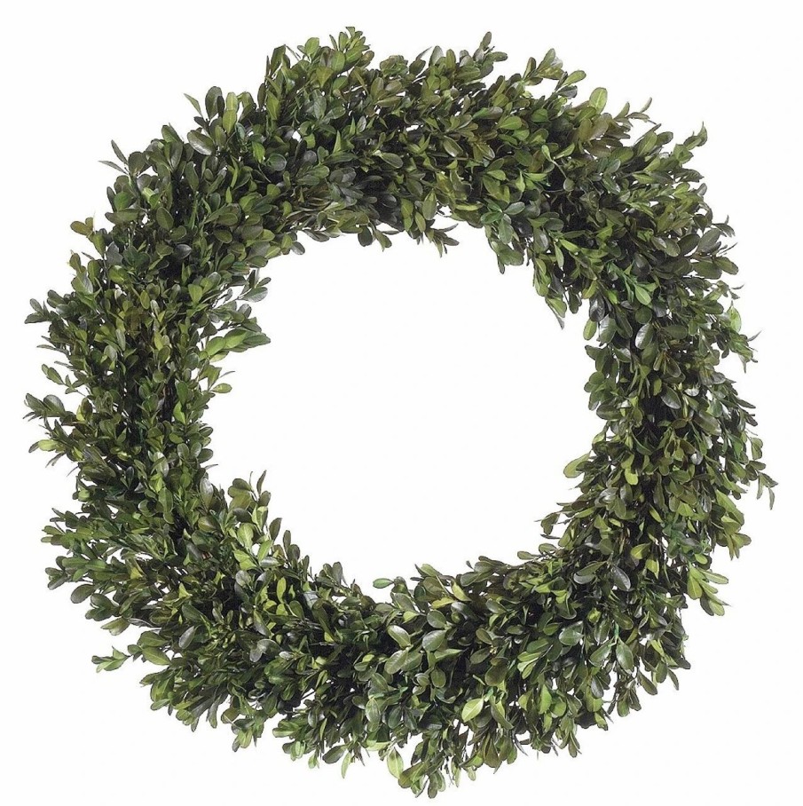 Artificial Florals & Plants * | 22 Preserved Boxwood Wreath Green Pair