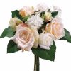 Artificial Florals & Plants * | 11.5 Rose/Hydrangea Bouquet Peach Cream Box Of 6