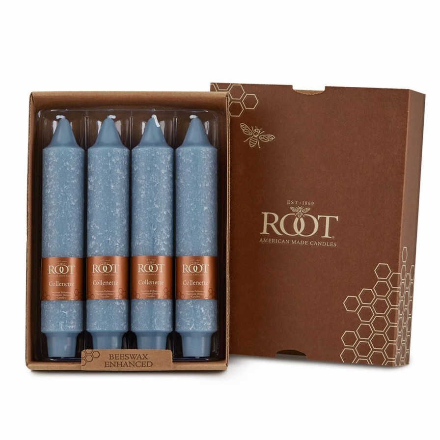 Candles, Melts, Accessories * | Root Candles Timberline Collenette 4-Count Unscented Dinner Candles, 7-Inch, Williamsburg Blue