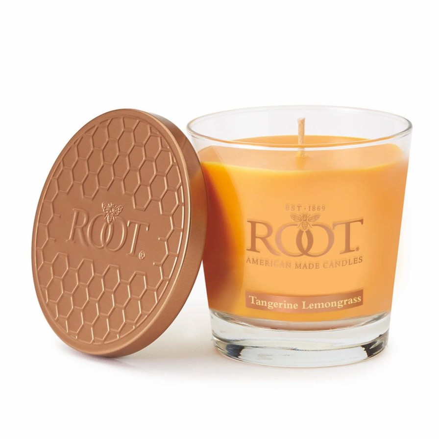 Candles, Melts, Accessories * | Root Candles 887341 Honeycomb Veriglass Scented Beeswax Blend Candle, Small, Tangerine Lemongrass