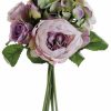 Artificial Florals & Plants * | 11 Hydrangea/Rose/Peony Bouquet Lavender Green Box Of 6