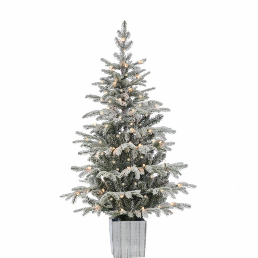 Seasonal * | 4.5 Potted Artificial Iceland Prelit Fir