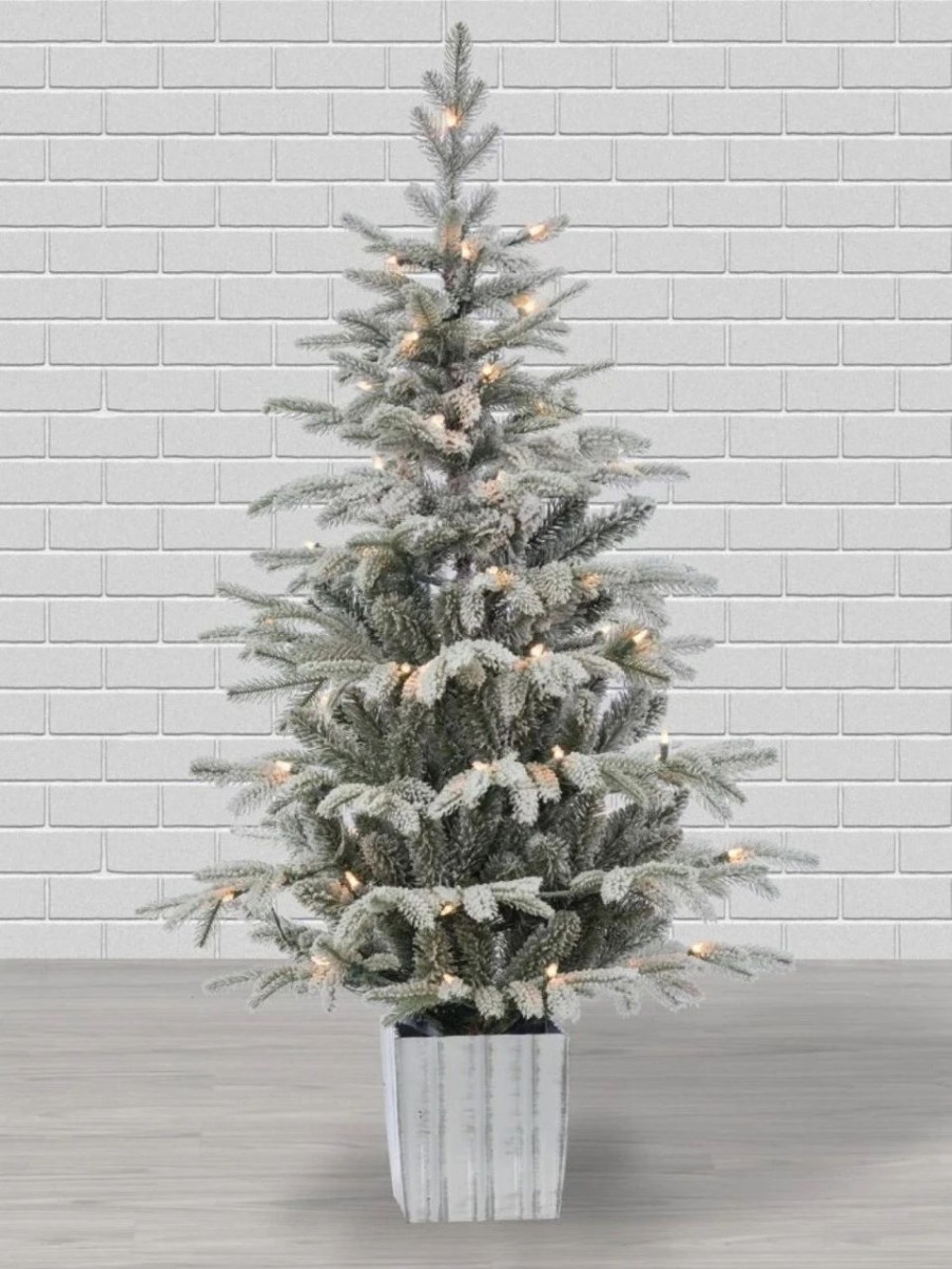 Seasonal * | 4.5 Potted Artificial Iceland Prelit Fir