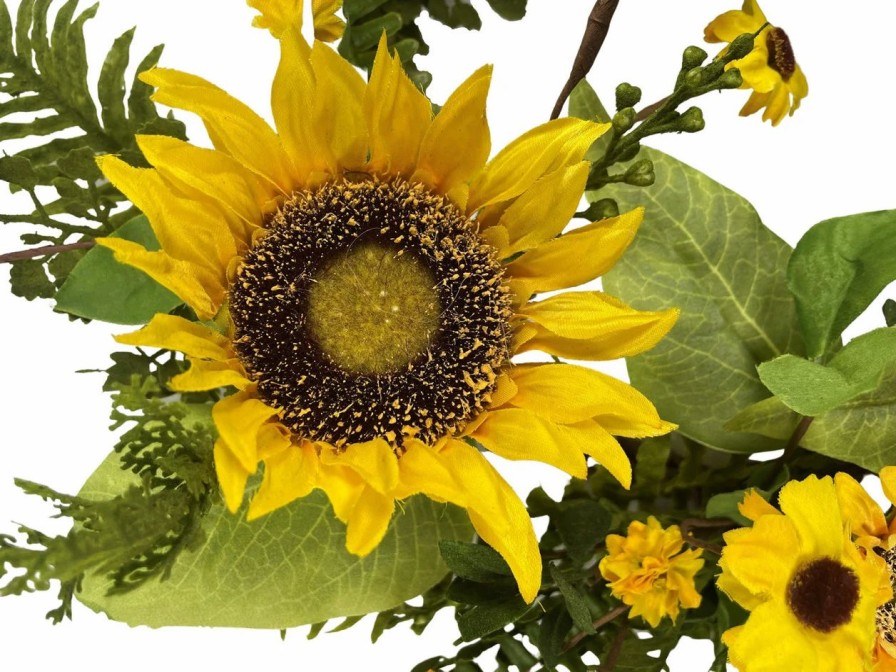 Artificial Florals & Plants * | Mixed Sunflower Artificial Wreath 24