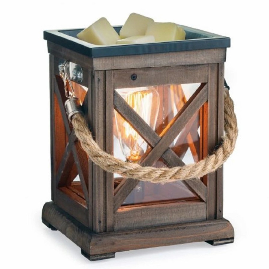 Candles, Melts, Accessories * | Candle Warmers Walnut & Rope Vintage Bulb Illumination Fragrance Warmer