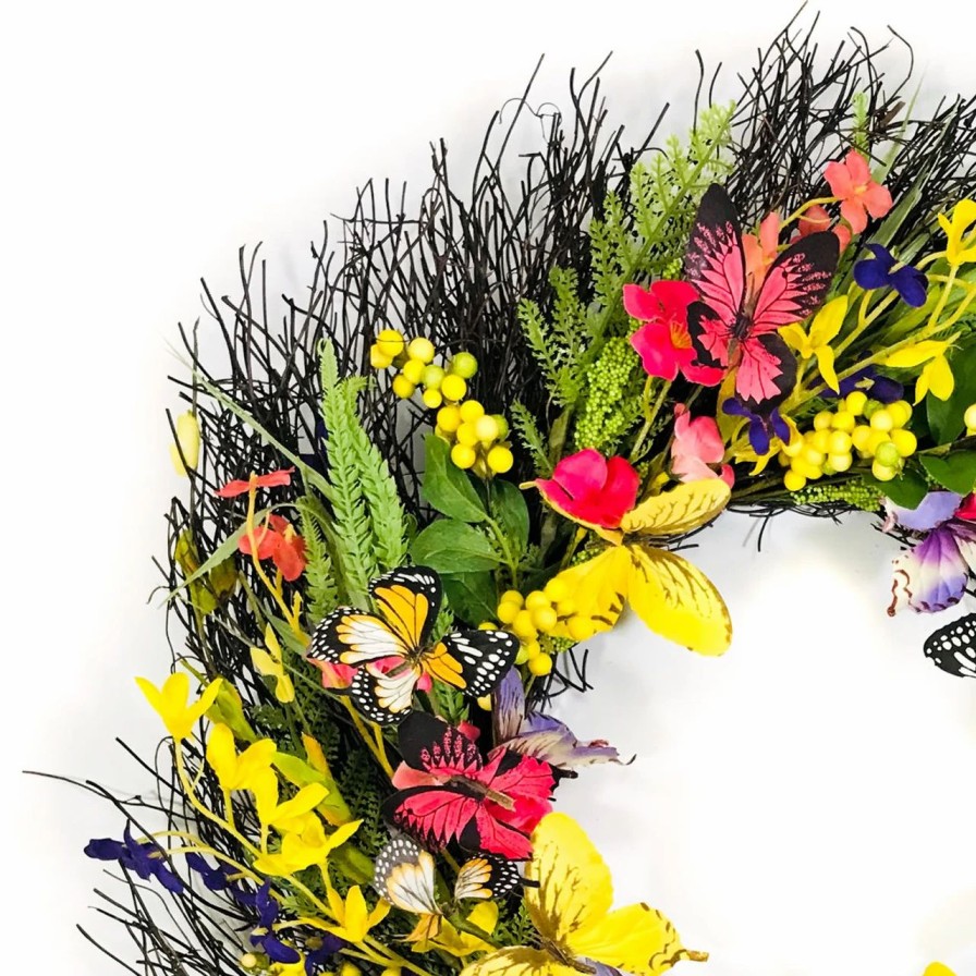 Artificial Florals & Plants * | Purple/Yellow/Pink Artificial Wreath On Natural Twig Base 24