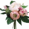 Artificial Florals & Plants * | 11 Peony/Rose/Lilac Bouquet Pink Cream Box Of 6