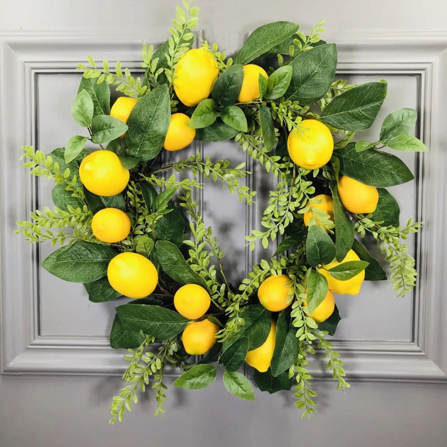 Artificial Florals & Plants * | Lemon Mix Foliage Artificial Wreath 24 Round