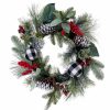 Artificial Florals & Plants * | Wreath Snowy Mixed Pine, Ornament, Cone Berry Black White 24