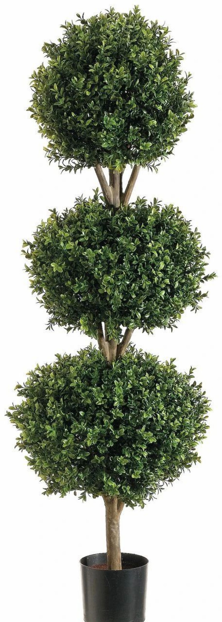 Artificial Florals & Plants * | 4Ft Triple Ball Shape Boxwood Topiary In Plastic Pot